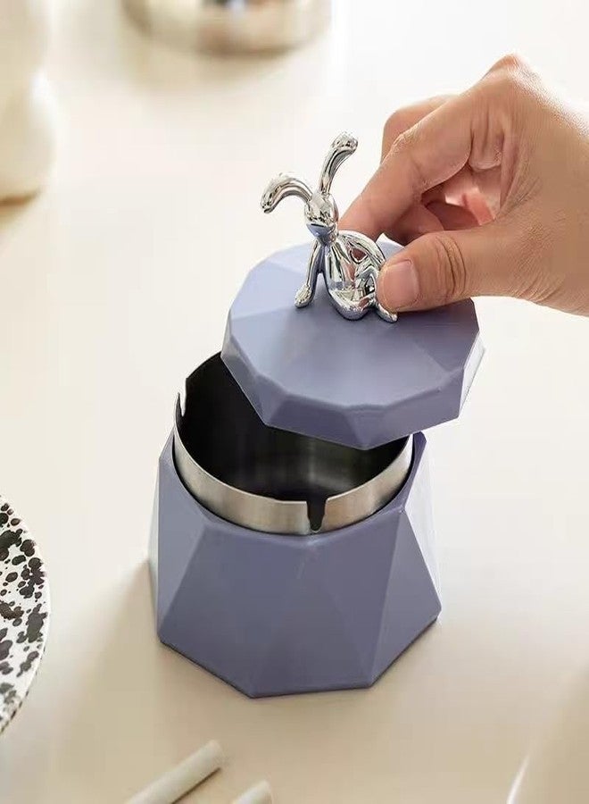 CORAL TREE Stainless Steel & Plastic Base Portable Ashtray Spinning Lid Modern Tabletop Ashtray With Non Slip Stronger Base for Home Office Indoor or Outdoor for Men & Women (Powder Blue) - Image 4